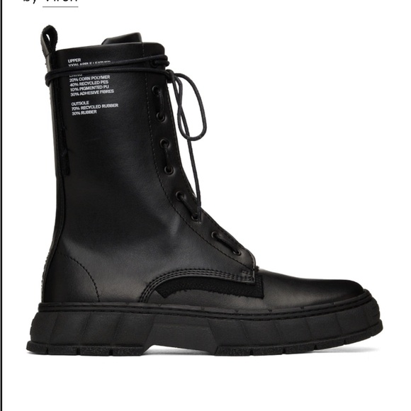 Viron Shoes - VIRON - Zip & Lace - Black Combat & Moto Boots- Vegan, Apple Leather